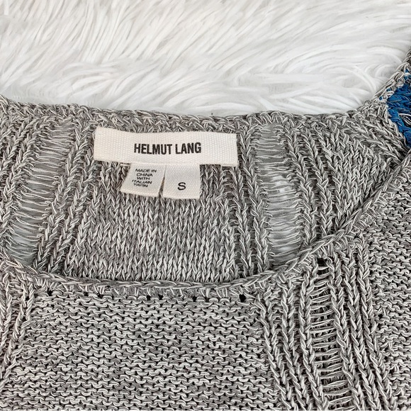 Helmut Lang long sleeve Color-block pullover sweater asymmetrical hem in grey - Picture 6 of 8